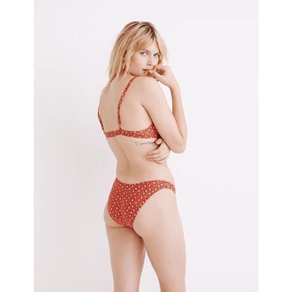 NEW Madewell Second Wave Curved-Waist Bikini Bottom in‎ Ditsy Floral, M